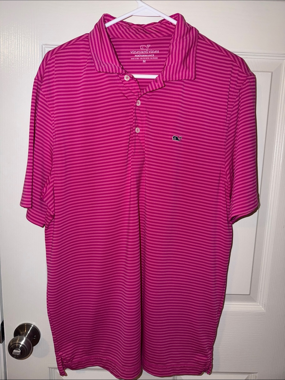 Vineyard Vines Men's Hot Pink Striped Polo